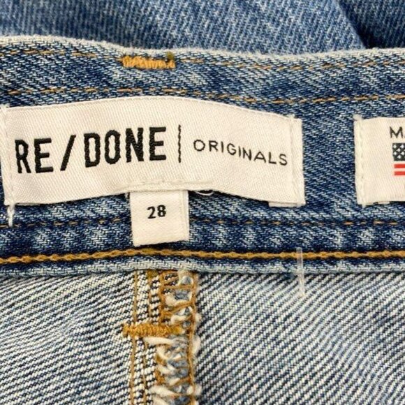 RE/DONE 70s Ultra High Rise Cuffed Bell Bottom Blue Jean Denim Womens Size 28 - Picture 7 of 9